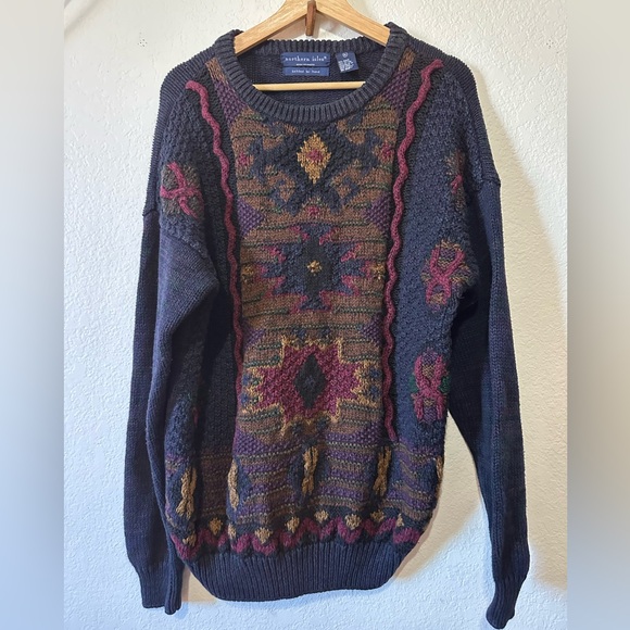 Northern Isles Vintage 90’s Knit Sweater in Navy and Multicolor - Size XL - Picture 6 of 6